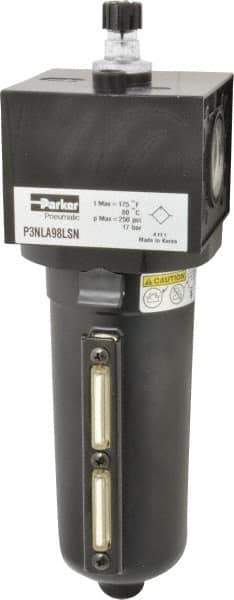 Parker - 1" NPT, 250 Max psi Heavy Duty Mist Lubricator - Metal Bowl with Sight Glass, Zinc Body, 250 CFM, 175°F Max Temp, 3.62" Wide x 11.81" High - Makers Industrial Supply