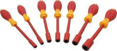 Wiha - 7 Piece 3/16 to 1/2" Insulated Nutdriver Set - Solid Shaft, Ergonomic Handle - Makers Industrial Supply