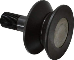 Accurate Bushing - 2-1/2" Roller Diam x 1-5/16" Width, 3/4" Stud Diam x 1-3/4" Length, V Guide Roller - Steel, 7/8" Thread Length, 3/4-16 Thread, 2,760 Lb Dynamic Cap, 1,100 Lb Static Cap - Makers Industrial Supply