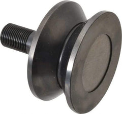 Accurate Bushing - 3-1/2" Roller Diam x 1-11/16" Width, 7/8" Stud Diam x 2" Length, V Guide Roller - Steel, 1-1/8" Thread Length, 7/8-14 Thread, 3,490 Lb Dynamic Cap, 2,000 Lb Static Cap - Makers Industrial Supply