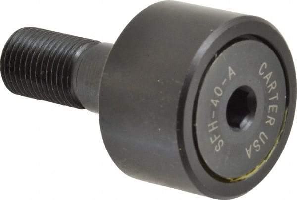 Made in USA - 1-1/4" Roller Diam x 3/4" Width, 1/2" Stud Diam x 1-1/4" Length, Stud Cam Follower - Steel, 5/8" Thread Length, 1/2-20 Thread, 3,144 Lb Dynamic Cap - Makers Industrial Supply