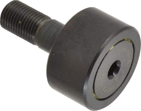 Made in USA - 1-3/8" Roller Diam x 3/4" Width, 1/2" Stud Diam x 1-1/4" Length, Stud Cam Follower - Steel, 5/8" Thread Length, 1/2-20 Thread, 3,144 Lb Dynamic Cap - Makers Industrial Supply