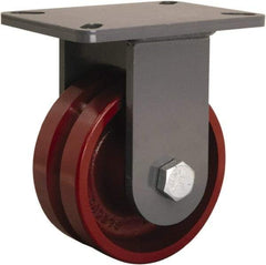 Hamilton - 6" Diam x 2-3/4" Wide, Iron Rigid Caster - 2,500 Lb Capacity, Top Plate Mount, 5-1/4" x 7-1/4" Plate, Straight Roller Bearing - Makers Industrial Supply