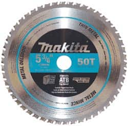 Makita - 5-3/8" Diam, 5/8" Arbor Hole Diam, 50 Tooth Wet & Dry Cut Saw Blade - Carbide-Tipped, General Purpose Action, Standard Round Arbor - Makers Industrial Supply