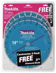 Makita - 14" Diam, 20mm Arbor Hole Diam, Wet & Dry Cut Saw Blade - Diamond-Tipped, Standard Round Arbor - Makers Industrial Supply