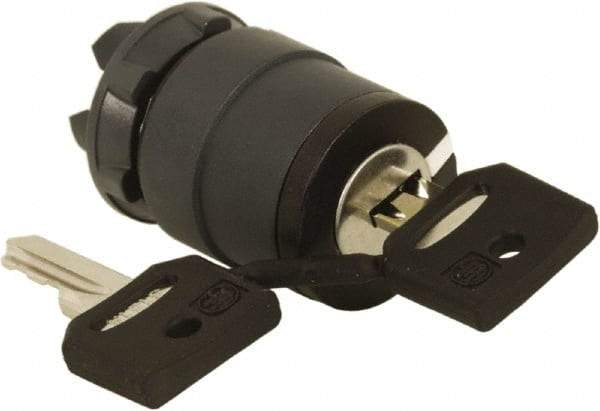 Schneider Electric - 22mm Mount Hole, 2 Position, Key Operated, Selector Switch Only - Black, Momentary (MO), Nonilluminated, Shock, Vibration and Water Resistant - Makers Industrial Supply