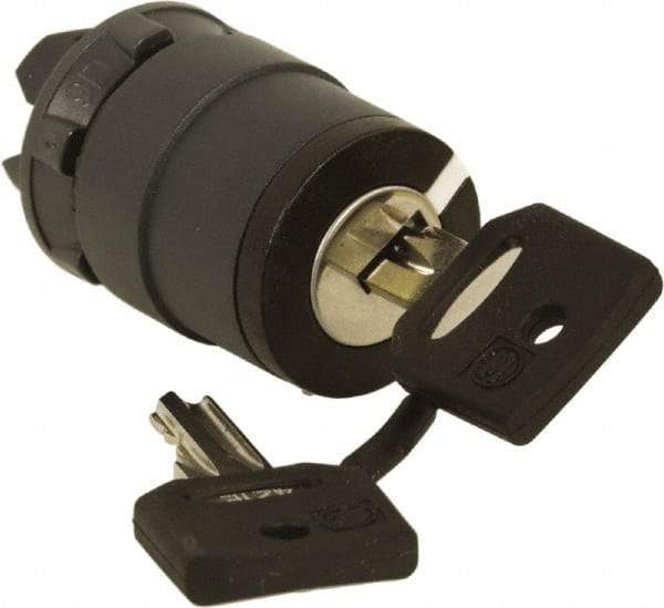 Schneider Electric - 22mm Mount Hole, 2 Position, Key Operated, Selector Switch Only - Black, Momentary (MO), Nonilluminated, Shock, Vibration and Water Resistant - Makers Industrial Supply