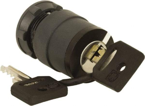 Schneider Electric - 22mm Mount Hole, 2 Position, Key Operated, Selector Switch Only - Black, Maintained (MA), Nonilluminated, Shock, Vibration and Water Resistant - Makers Industrial Supply