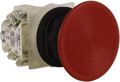 Schneider Electric - 30mm Mount Hole, Extended Straight, Pushbutton Switch with Contact Block - Red Pushbutton, Momentary (MO) - Makers Industrial Supply