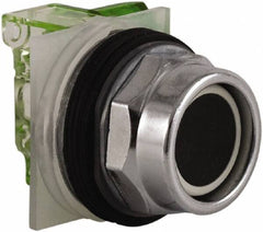 Schneider Electric - 30mm Mount Hole, Extended Straight, Pushbutton Switch with Contact Block - Black Pushbutton, Momentary (MO) - Makers Industrial Supply