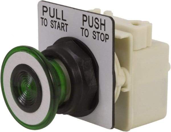 Schneider Electric - 30mm Mount Hole, Extended Straight, Pushbutton Switch Only - Green Pushbutton, Maintained (MA) - Makers Industrial Supply