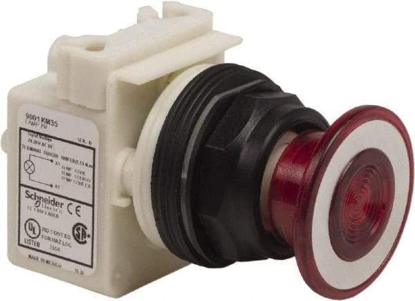 Schneider Electric - 30mm Mount Hole, Extended Straight, Pushbutton Switch Only - Red Pushbutton, Maintained (MA) - Makers Industrial Supply