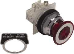 Schneider Electric - 30mm Mount Hole, Extended Mushroom Head, Pushbutton Switch Only - Round, Red Pushbutton, Nonilluminated, Maintained (MA), On-Off - Makers Industrial Supply