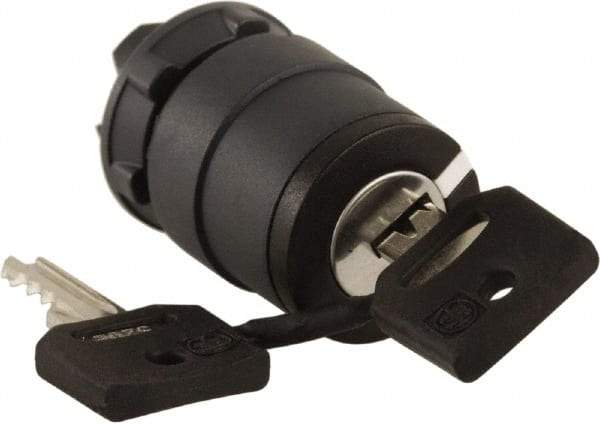 Schneider Electric - 22mm Mount Hole, 2 Position, Key Operated, Selector Switch Only - Black, Momentary (MO), Nonilluminated, Shock, Vibration and Water Resistant - Makers Industrial Supply