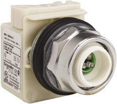 Schneider Electric - Extended Straight Pushbutton Switch Operator - Green, Round Button, LED Lamp, Illuminated - Makers Industrial Supply