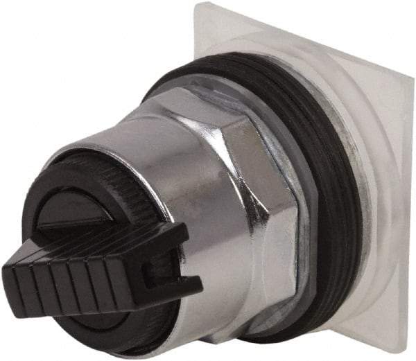 Schneider Electric - 1.18 Inch Mount Hole, 3 Position, Knob and Pushbutton Operated, Selector Switch Only - Black, Maintained (MA), without Contact Blocks, Weatherproof and Dust and Oil Resistant - Makers Industrial Supply