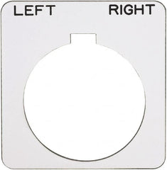 Schneider Electric - Square, Plastic Legend Plate - Left-Right - White Background, Black Letters, 1.22 Inch Hole Diameter, 1-3/4 Inch Square - Makers Industrial Supply