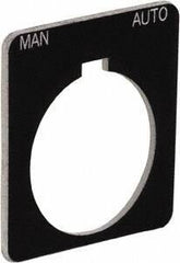 Schneider Electric - Square, Plastic Legend Plate - Manual-Auto - Black Background, White Letters, 1.22 Inch Hole Diameter, 1-3/4 Inch Square - Makers Industrial Supply