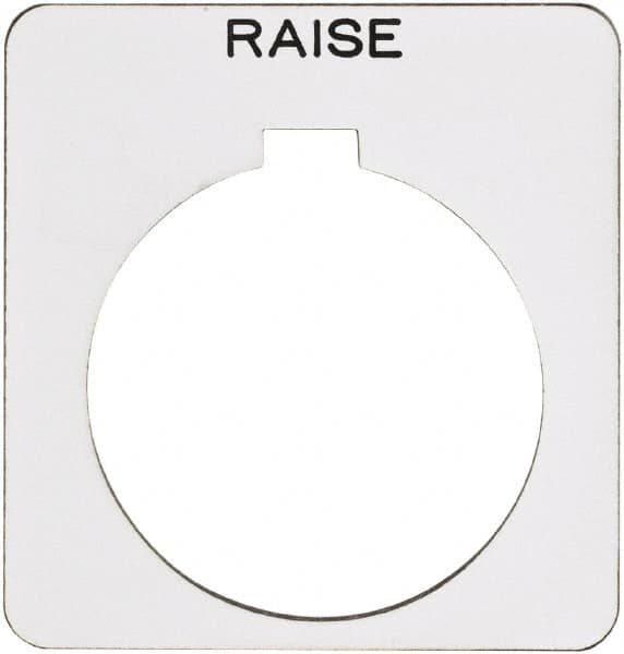 Schneider Electric - Square, Plastic Legend Plate - Raise - White Background, Black Letters, 1.22 Inch Hole Diameter, 1-3/4 Inch Square - Makers Industrial Supply