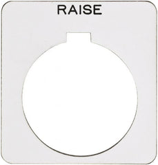 Schneider Electric - Square, Plastic Legend Plate - Raise - White Background, Black Letters, 1.22 Inch Hole Diameter, 1-3/4 Inch Square - Makers Industrial Supply