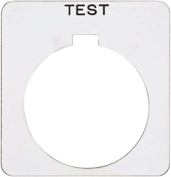 Schneider Electric - Square, Plastic Legend Plate - Test - White Background, Black Letters, 1.22 Inch Hole Diameter, 1-3/4 Inch Square - Makers Industrial Supply