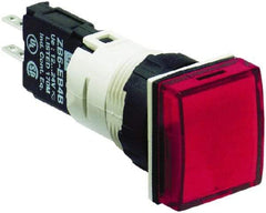 Schneider Electric - 12-24 VAC/VDC Red Lens LED Pilot Light - Square Lens, Quick Connect Connector, 18mm Wide, Vibration Resistant - Makers Industrial Supply