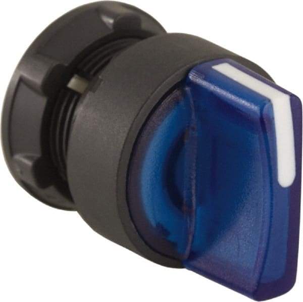 Schneider Electric - 22mm Mount Hole, 2 Position, Handle Operated, Selector Switch Only - Blue, Maintained (MA), Illuminated, Shock, Vibration and Water Resistant - Makers Industrial Supply