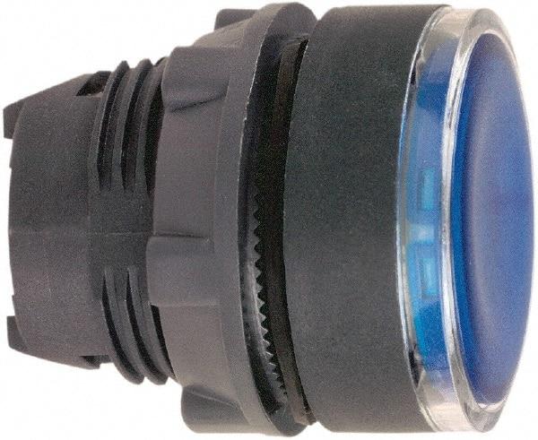 Schneider Electric - 22mm Mount Hole, Flush, Pushbutton Switch Only - Round, Blue Pushbutton, Illuminated, Maintained (MA) - Makers Industrial Supply