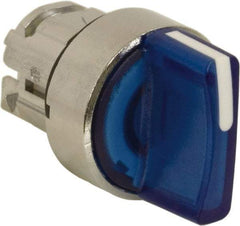 Schneider Electric - 22mm Mount Hole, 3 Position, Handle Operated, Selector Switch - Blue, Momentary (MO), Illuminated, Shock, Vibration and Water Resistant - Makers Industrial Supply