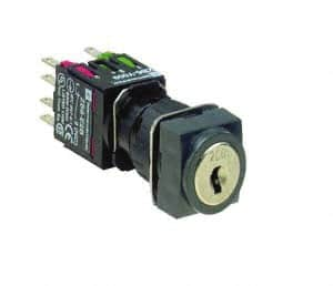 Schneider Electric - 16mm Mount Hole, Key Operated, Selector Switch - Black, Maintained (MA), NO/NC, Vibration Resistant - Makers Industrial Supply