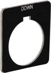 Schneider Electric - Square, Plastic Legend Plate - Down - Black Background, White Letters, 1.22 Inch Hole Diameter, 1-3/4 Inch Square - Makers Industrial Supply