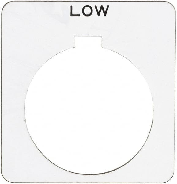 Schneider Electric - Square, Plastic Legend Plate - Low - White Background, Black Letters, 1.22 Inch Hole Diameter, 1-3/4 Inch Square - Makers Industrial Supply