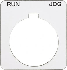 Schneider Electric - Square, Plastic Legend Plate - Run-Jog - White Background, Black Letters, 1.22 Inch Hole Diameter, 1-3/4 Inch Square - Makers Industrial Supply