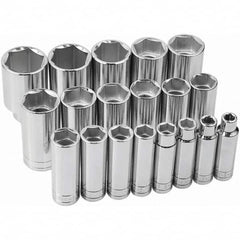 SK - 1/2" Drive Deep Socket Set - 3/8 to 1-1/2", Inch Measurement Standard - Makers Industrial Supply