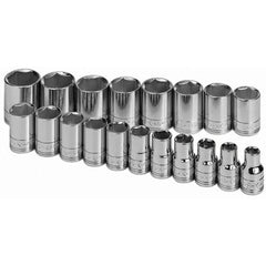 SK - 1/2" Drive Standard Socket Set - 10 to 28mm, Metric Measurement Standard - Makers Industrial Supply