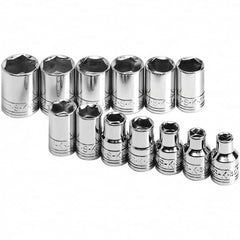 SK - 3/8" Drive Standard Socket Set - 7 to 19mm, Metric Measurement Standard - Makers Industrial Supply