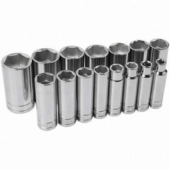 SK - 1/2" Drive Deep Socket Set - 3/8 to 1-1/4", Inch Measurement Standard - Makers Industrial Supply