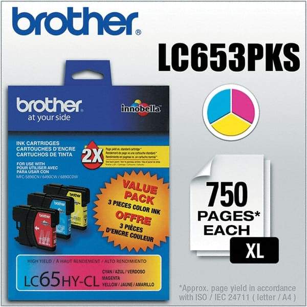 Brother - Cyan, Magenta & Yellow Ink Cartridge - Use with Brother MFC-5890CN, 5895CW, 6490CW, 6890CDW - Makers Industrial Supply