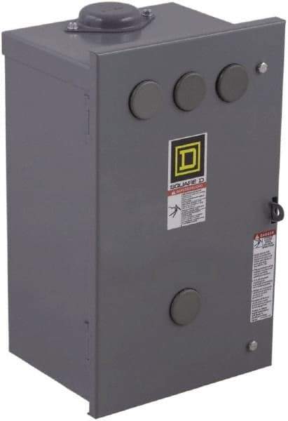 Square D - 3R NEMA Rated, 4 Pole, Electrically Held Lighting Contactor - 20 A (Tungsten), 30 A (Fluorescent), 110 VAC at 50 Hz, 120 VAC at 60 Hz, 4NO Contact Configuration - Makers Industrial Supply