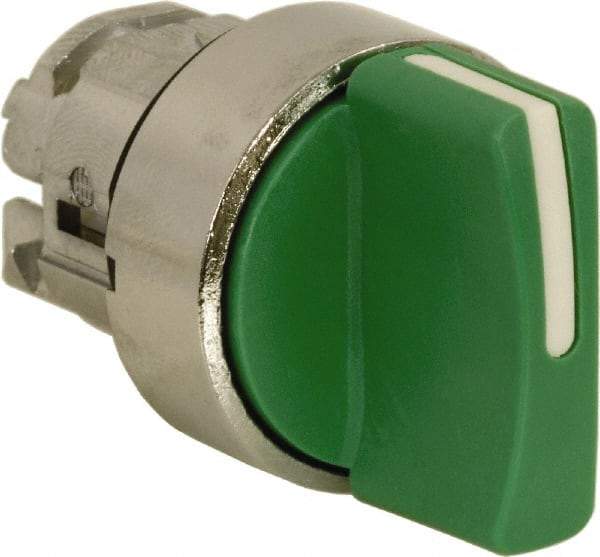 Schneider Electric - 22mm Mount Hole, 3 Position, Handle Operated, Selector Switch Only - Green, Momentary (MO), Nonilluminated, Shock, Vibration and Water Resistant - Makers Industrial Supply