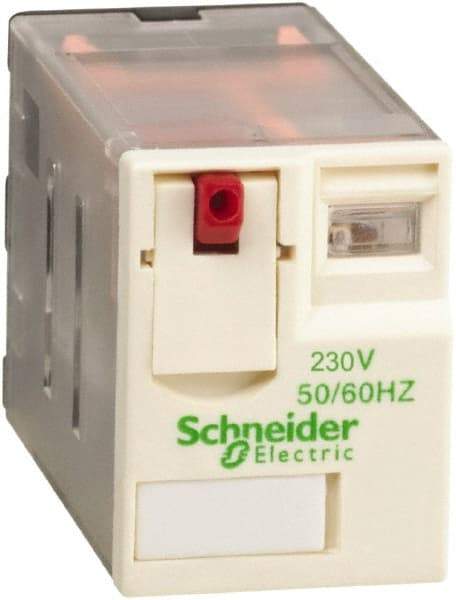 Schneider Electric - 3,000 VA Power Rating, Electromechanical Plug-in General Purpose Relay - 12 Amp at 250/277 VAC & 28 VDC, 6 Amp at 250 VAC & 28 VDC, 2CO, 230 VAC at 50/60 Hz - Makers Industrial Supply