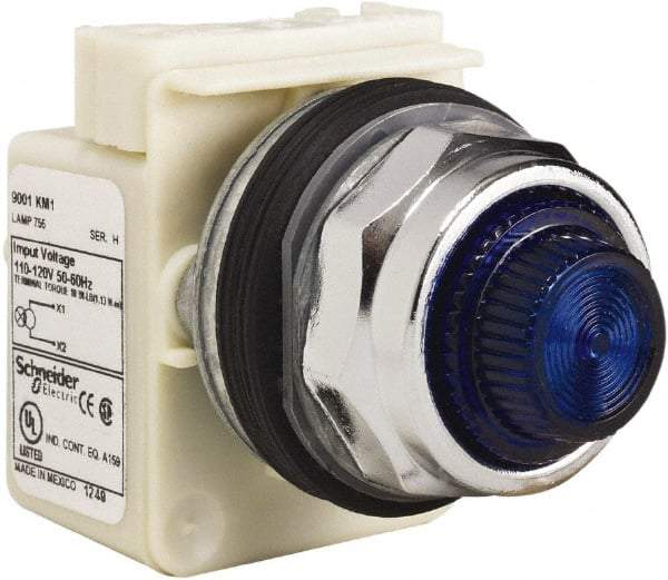 Schneider Electric - 120 VAC Blue Lens Indicating Light - Screw Clamp Connector - Makers Industrial Supply