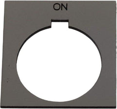 Schneider Electric - Square, Plastic Legend Plate - On - Silver Background, Black Letters, 1.2 Inch Hole Diameter, 1-3/4 Inch Square - Makers Industrial Supply