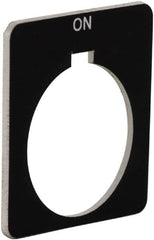 Schneider Electric - Square, Plastic Legend Plate - On - Black Background, White Letters, 1.2 Inch Hole Diameter, 1-3/4 Inch Square - Makers Industrial Supply