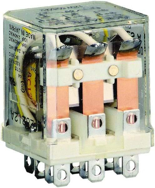 Square D - 1/2 hp at 120 Volt & 3/4 hp at 240 Volt, Electromechanical Plug-in General Purpose Relay - 10 Amp at 250 VAC, 3PDT, 120 VAC at 50/60 Hz - Makers Industrial Supply