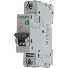 Schneider Electric - 20 Amp, 440 VAC, 1 Pole, DIN Rail Mounted Miniature Circuit Breaker - Magnetic Trip, Multiple Breaking Capacity Ratings, 18-4 AWG, 76mm Deep x 81mm High x 18mm Wide - Makers Industrial Supply