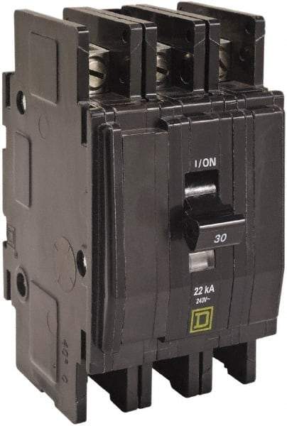 Square D - 30 Amp, 240 VAC, 3 Pole, Panel Mount Miniature Circuit Breaker - 14-2 AWG - Makers Industrial Supply