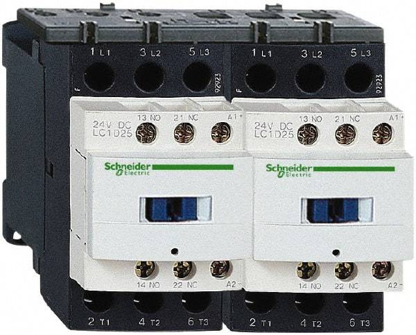 Schneider Electric - 3 Pole, 110 Coil VAC at 50/60 Hz, 9 Amp at 440 VAC, Reversible IEC Contactor - 1 Phase hp: 0.5 at 115 VAC, 1 at 230/240 VAC, 3 Phase hp: 2 at 200/208 VAC, 2 at 230/240 VAC, 5 at 460/480 VAC, 7.5 at 575/600 VAC - Makers Industrial Supply