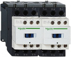 Schneider Electric - 3 Pole, 24 Coil VDC, 9 Amp at 440 VAC, Reversible IEC Contactor - 1 Phase hp: 0.5 at 115 VAC, 1 at 230/240 VAC, 3 Phase hp: 2 at 200/208 VAC, 2 at 230/240 VAC, 5 at 460/480 VAC, 7.5 at 575/600 VAC - Makers Industrial Supply