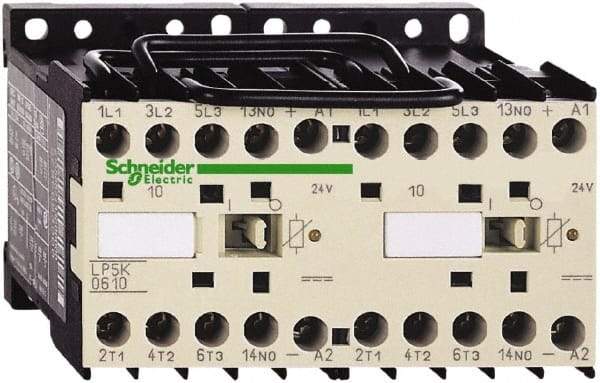 Schneider Electric - 3 Pole, 24 Coil VDC, 6 Amp at 440 VAC, Reversible IEC Contactor - BS 5424, CSA, IEC 60947, NF C 63-110, RoHS Compliant, UL Listed, VDE 0660 - Makers Industrial Supply